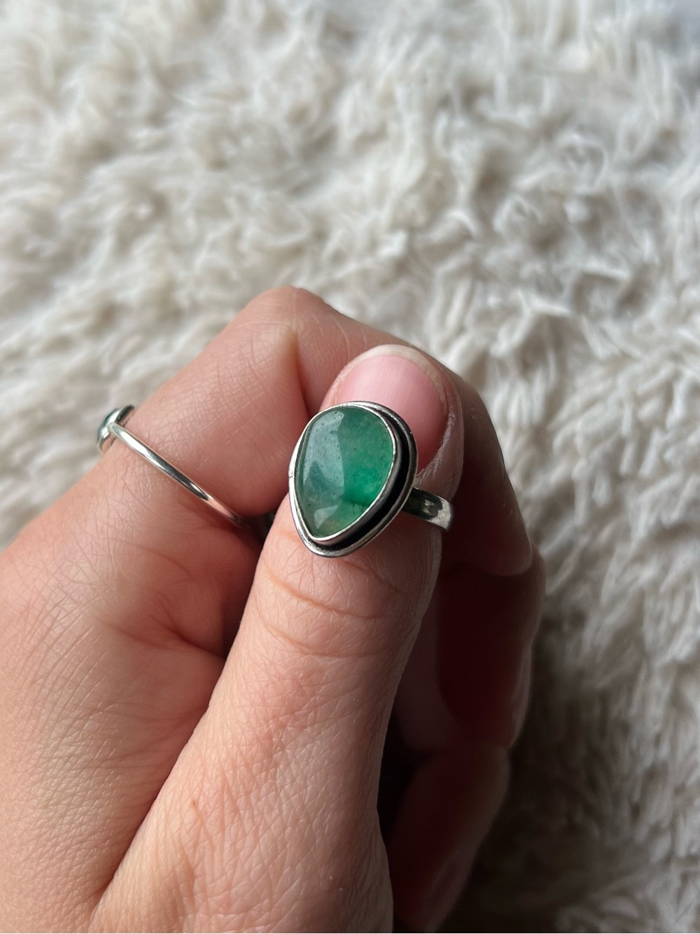 Silver Ring with Green Stone
